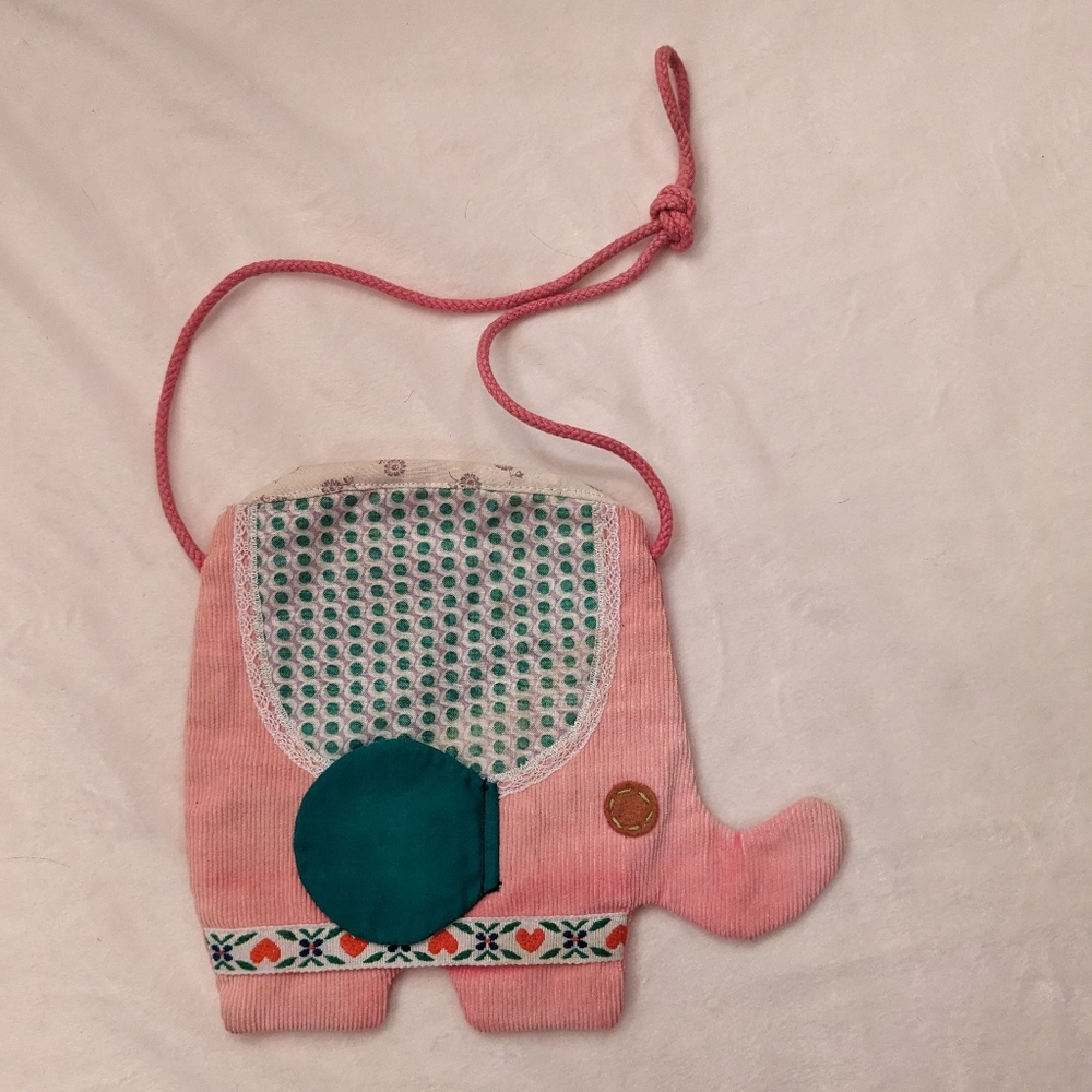 giddy giddy : Handmade Upcycled Fabric Pouch Elephant-shaped Purse Ages 3-8